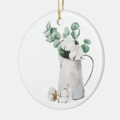 Wasserdose mit weißer Baumwolle Keramik Ornament (Links)