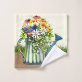 Wasserdose mit Wildblumen Badhandtuch Set (Waschlappen)