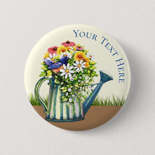 Wasserdose mit Wildblumen Button (Vorderseite)