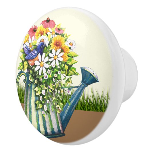 Wasserdose mit Wildblumen Keramikknauf (Rechts)