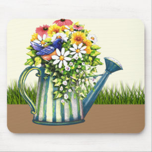 Wasserdose mit Wildblumen Mousepad
