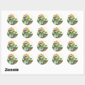 Wasserdose mit Wildblumen Runder Aufkleber (Blatt)