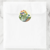 Wasserdose mit Wildblumen Runder Aufkleber (Tasche)