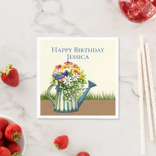 Wasserdose mit Wildblumen Serviette (Beispiel)