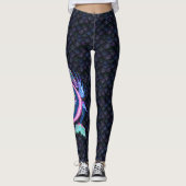 Wasserdrache mit Blauer Drachenskala Leggings (Vorderseite)