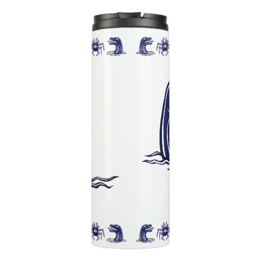 Wasserdrache und Monsterkrabbe Thermosbecher (Rückseite)