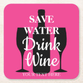 WASSERDRINK-WEIN-Untersetzer für kundenspezifische Rechteckiger Pappuntersetzer (Vorderseite)