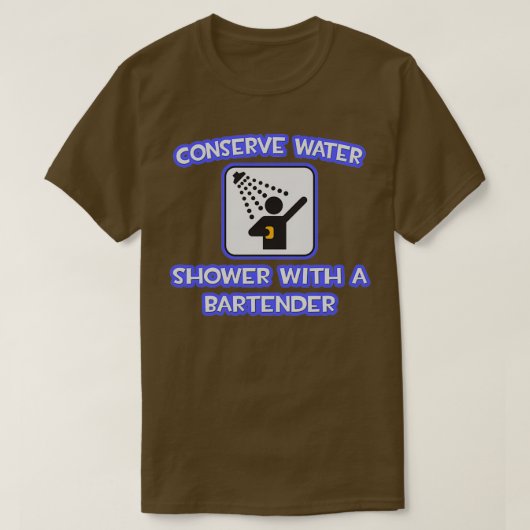 Wasserdusche mit Barkeeper sparen T-Shirt (Design vorne)