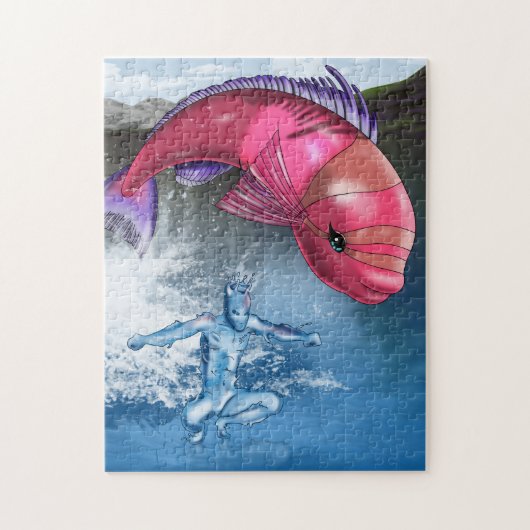 Wasserelement und rosa Fische Puzzle (Vertikal)