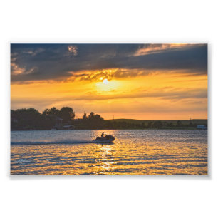 Wasserfahrzeug am Wabunsee bei Sunset, Kansas Fotodruck