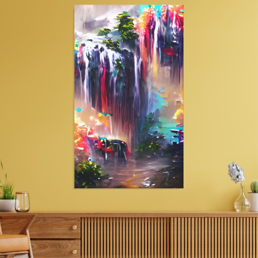Wasserfall - Abstrakte Malerei Leinwanddruck (Insitu (Wohnzimmer))