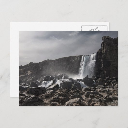 Wasserfall am Þingvellir Postkarte (Vorne/Hinten)
