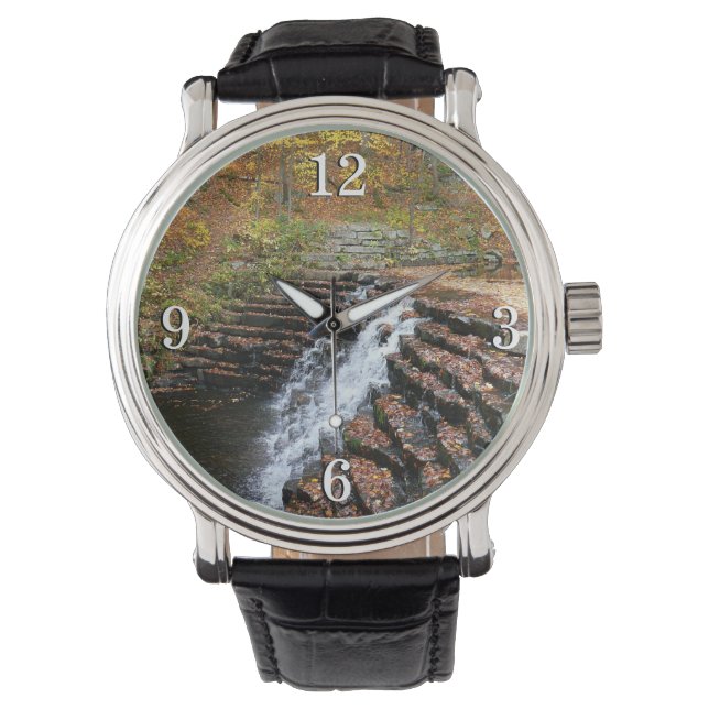 Wasserfall am Laurel Hill Staat Park II Armbanduhr (Vorderseite)