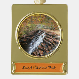 Wasserfall am Laurel Hill Staat Park II Banner-Ornament Gold