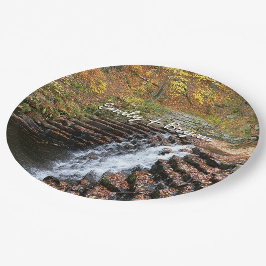 Wasserfall am Laurel Hill Staat Park II Pappteller (Schrägansicht)