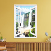 Wasserfall-Ansicht Trompe L'oeil Fake-Fenster Leinwanddruck (Insitu (Wohnzimmer))