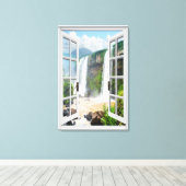 Wasserfall-Ansicht Trompe L'oeil Fake-Fenster Leinwanddruck (Insitu (Holzboden))