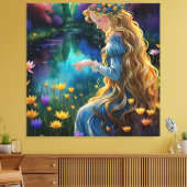 *~ Wasserfall AP56 Art Woman Pond Point Blume Leinwanddruck (Insitu (Wohnzimmer))
