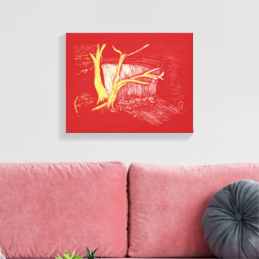 Wasserfall auf Vermilion Canvas Print Leinwanddruck (Insitu (Wohnzimmer))