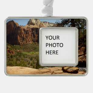 Wasserfall bei Emerald Pools im Zion National Park Rahmen-Ornament Silber