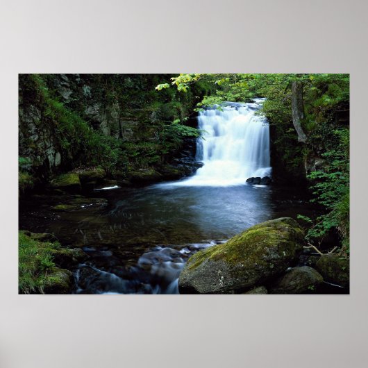 Wasserfall bei Watersmeet, North Devon, England Poster (Vorne)