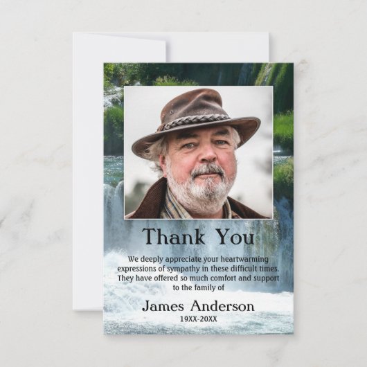 Wasserfall Beileid Beerdigung Foto Danke Karte (Vorderseite)