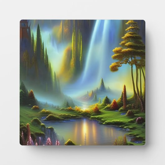 Wasserfall-Bergtal Fotoplatte (Vorderseite)