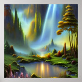Wasserfall-Bergtal Poster (Vorne)