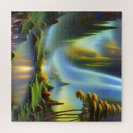 Wasserfall-Bergtal Puzzle (Horizontal)