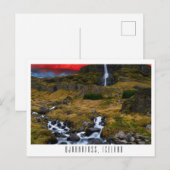Wasserfall Bjarnafoss, Island, Postkarte (Vorne/Hinten)
