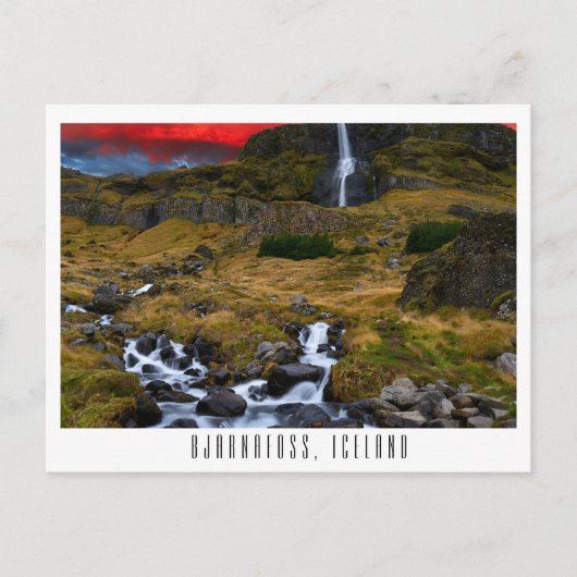 Wasserfall Bjarnafoss, Island, Postkarte (Vorderseite)
