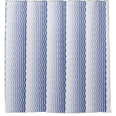'Wasserfall', blaue und weiße vertikale Linien Duschvorhang (Vorderseite)