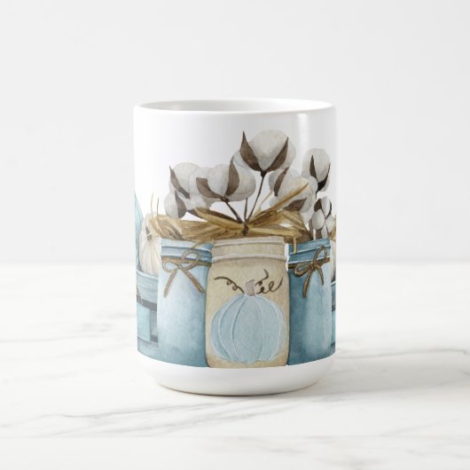 WASSERFALL BLUE & WHITE PUMPKINS CRATES JARS KAFFEETASSE (Mittel)