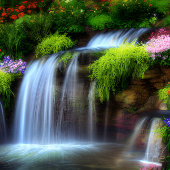 Wasserfall & Blume Jigsaw Puzzle