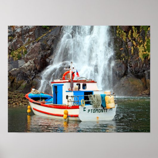 Wasserfall & Boot Poster (Vorne)