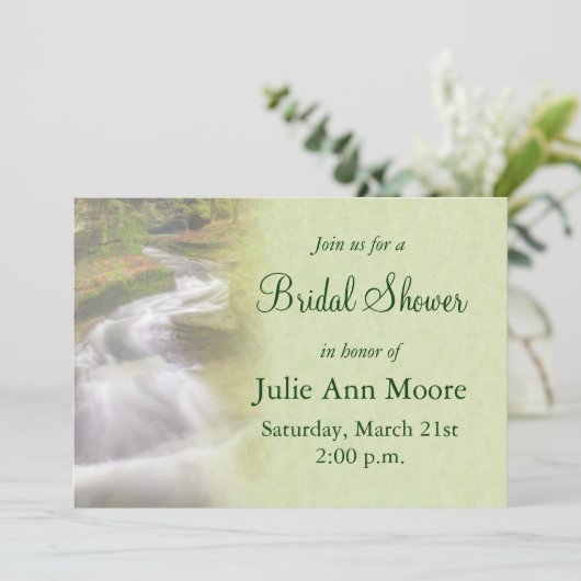 Wasserfall Brautparty Einladung (Stehend Vorderseite)