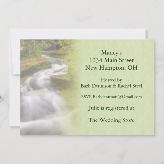 Wasserfall Brautparty Einladung (Rückseite)