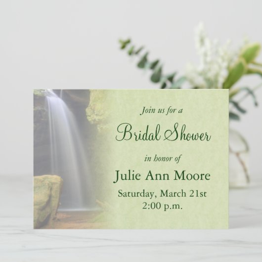 Wasserfall Brautparty Einladung (Stehend Vorderseite)