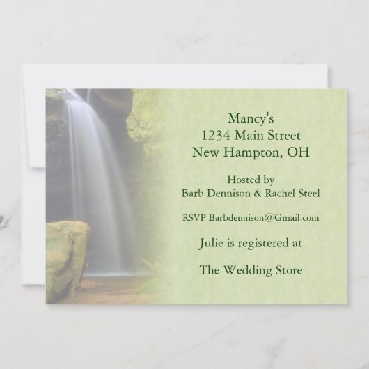 Wasserfall Brautparty Einladung (Rückseite)