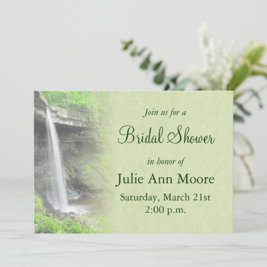 Wasserfall Brautparty Einladung (Stehend Vorderseite)