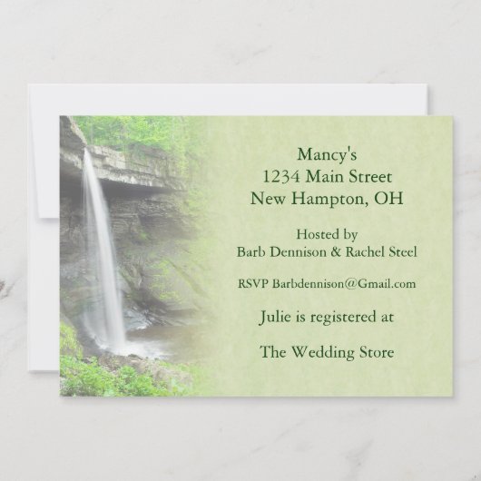 Wasserfall Brautparty Einladung (Rückseite)
