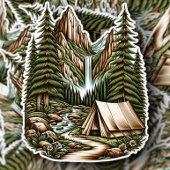 Wasserfall-Campingplatz Vinyl-Aufkleber | ausgesta Aufkleber