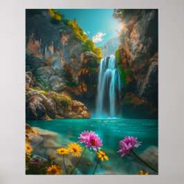 Wasserfall der Ätherischen Inseln im Frühjahr Poster