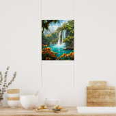 Wasserfall der Ätherischen Inseln im Frühjahr Poster (Küche)