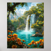 Wasserfall der Ätherischen Inseln im Frühjahr Poster (Vorne)