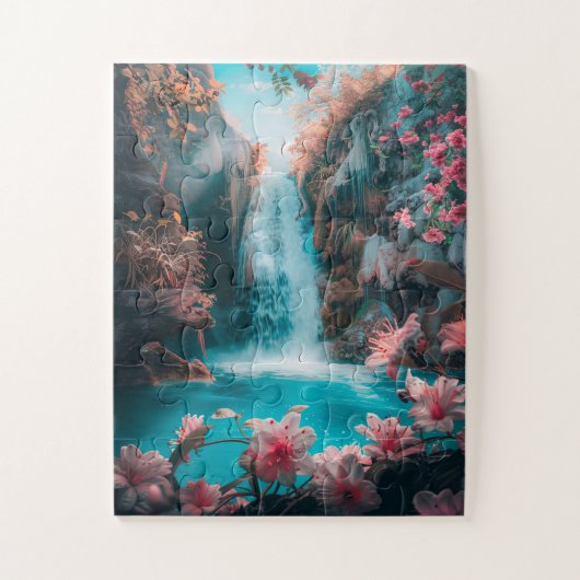 Wasserfall der Ätherischen Inseln im Frühjahr Puzzle (Vertikal)