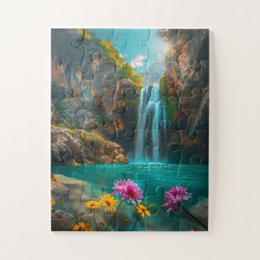 Wasserfall der Ätherischen Inseln im Frühjahr Puzzle (Vertikal)