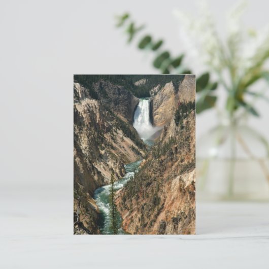 Wasserfall des Yellowstone Postkarte (Stehend Vorderseite)