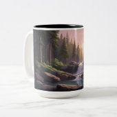 Wasserfall, Dusk Sky & Pool | Serene Nature Zweifarbige Tasse (Vorderseite Links)
