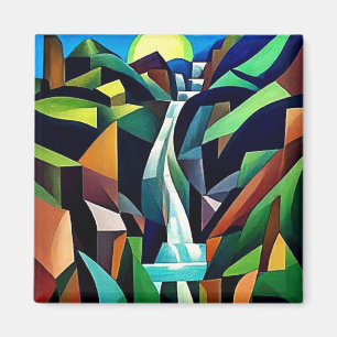 Wasserfall fällt den Berg hinab 4 Magnet
